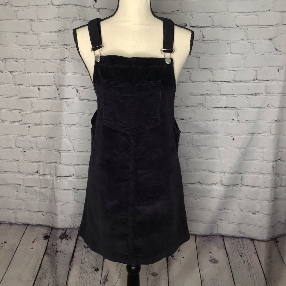 Altar’d State Black Corduroy Bib Overalls Mini Dress Small